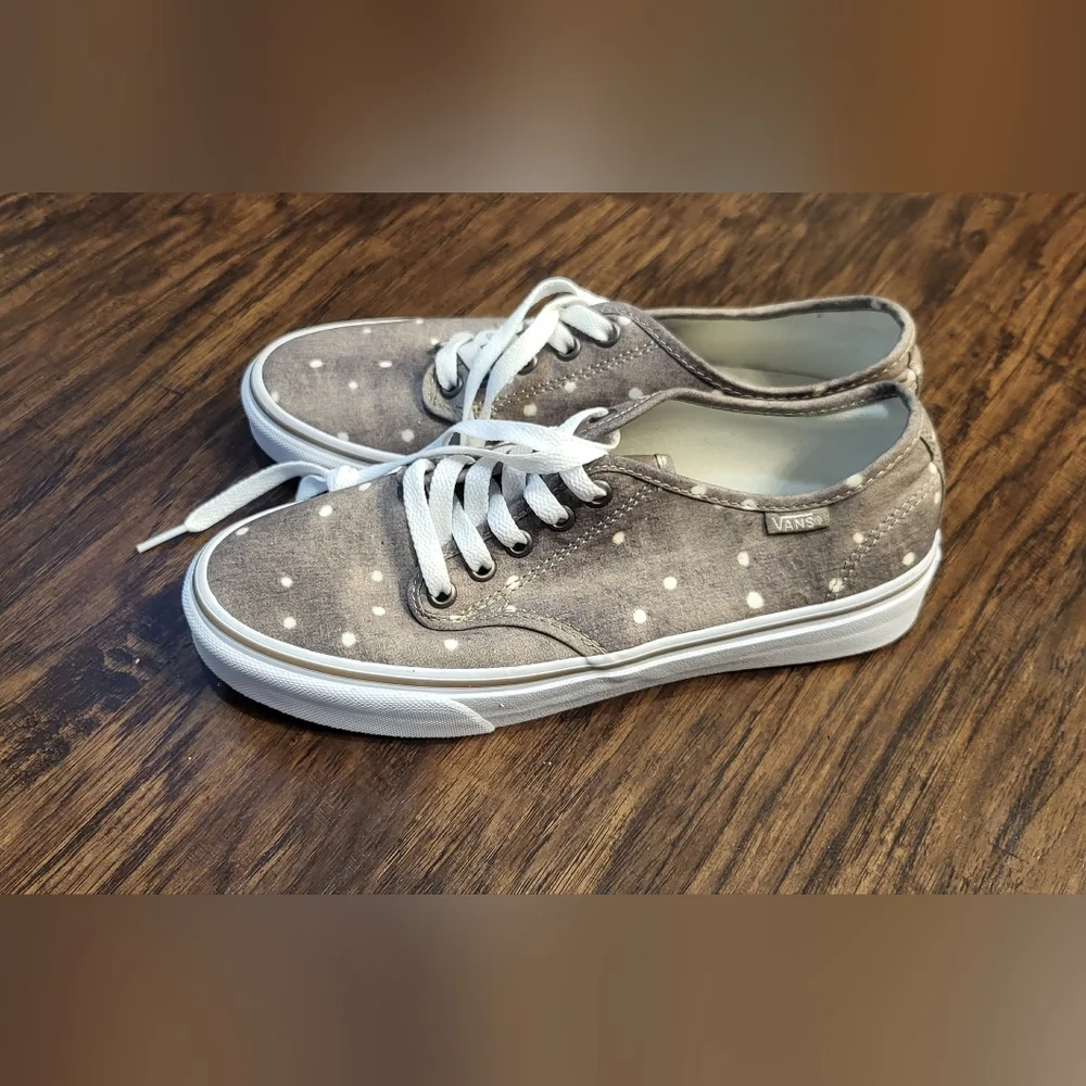 Vans Light Brown Polka Dot Sneakers Size 7.5 Twee Feminine Neutral Casual